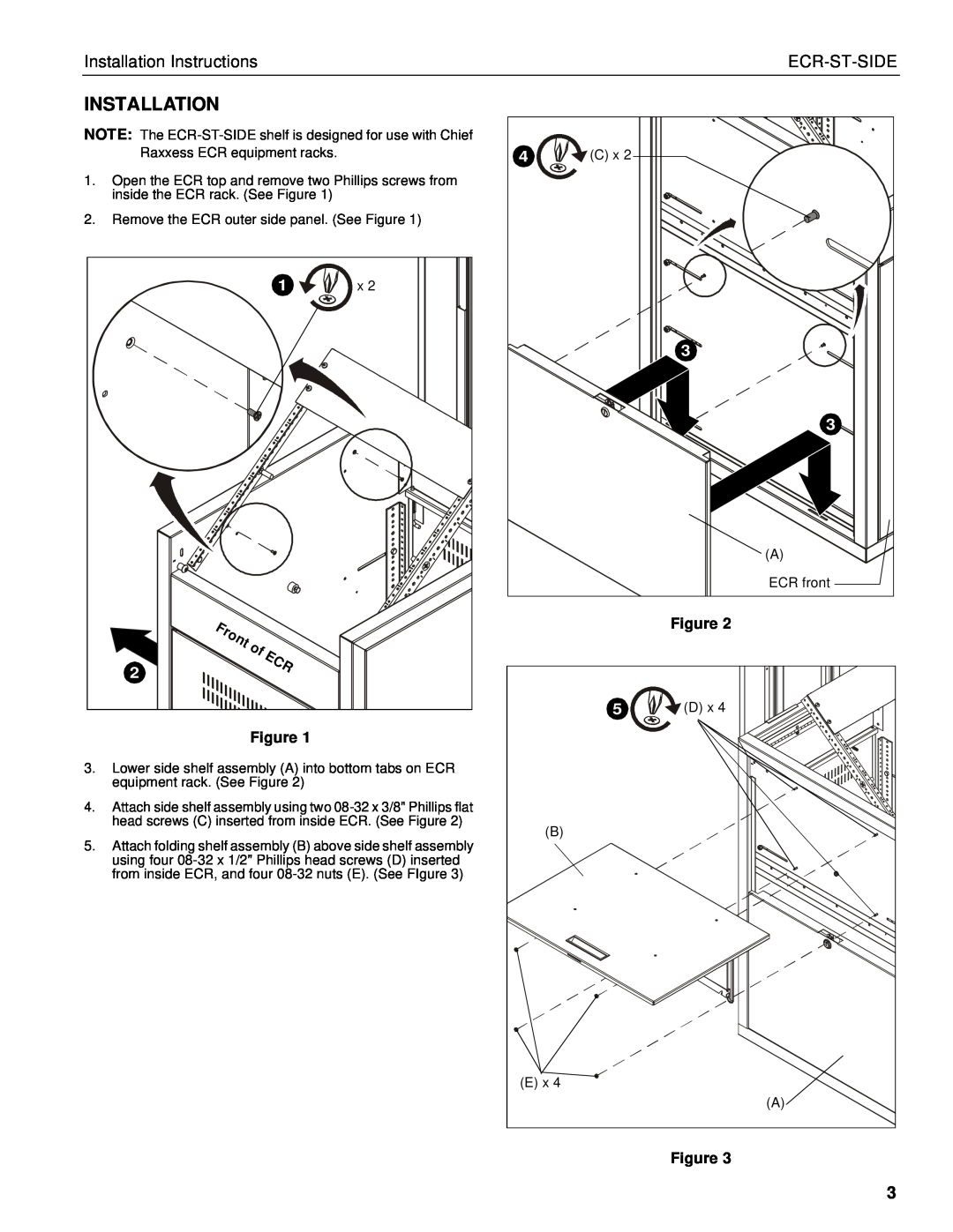 Chief Manufacturing side shelf for the steel elite converta rack Installation Instructions, Ecr-St-Side 