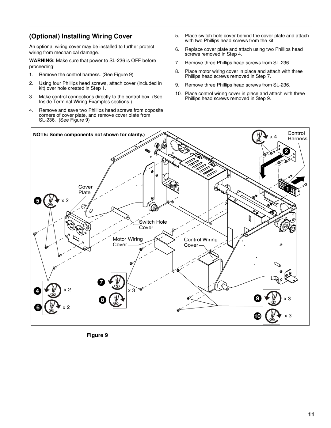 Chief Manufacturing SL-236 installation instructions Optional Installing Wiring Cover 