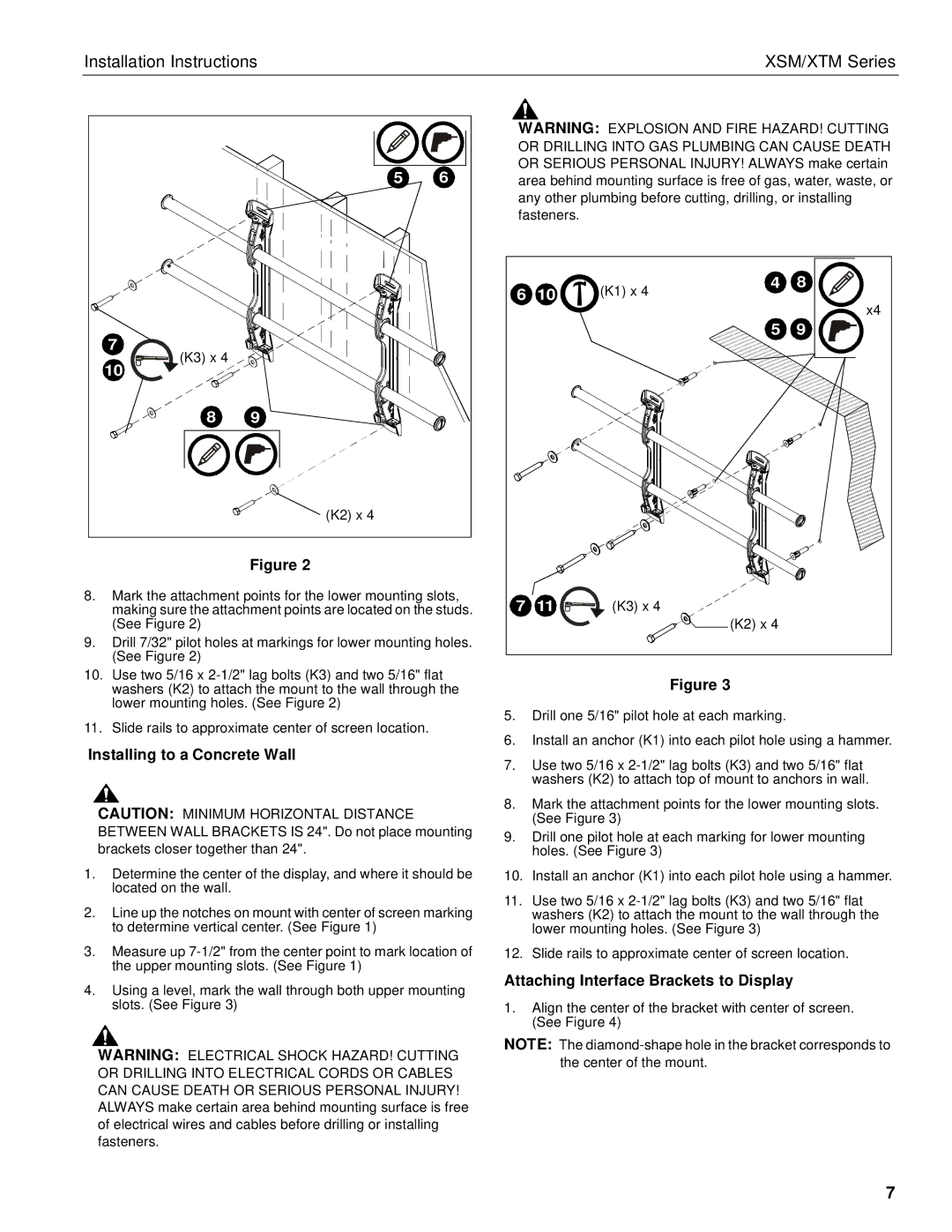 Chief Manufacturing XTM Series, XSM Series Installing to a Concrete Wall, Attaching Interface Brackets to Display 