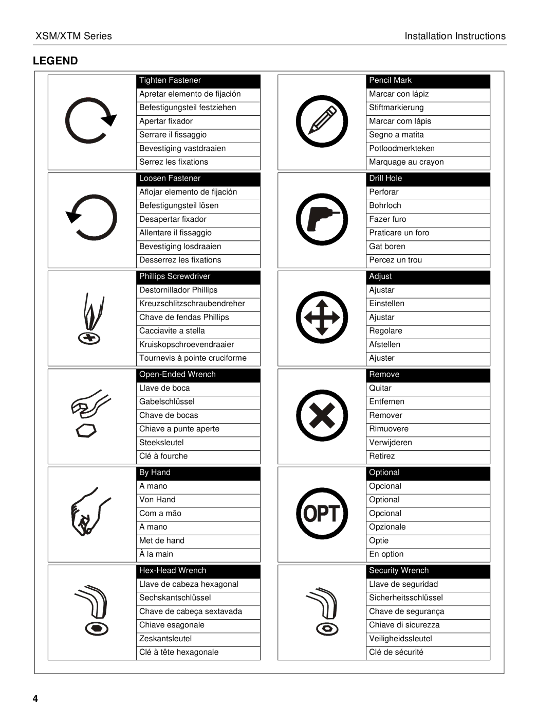 Chief Manufacturing XSM, XTM installation instructions By Hand Optional 