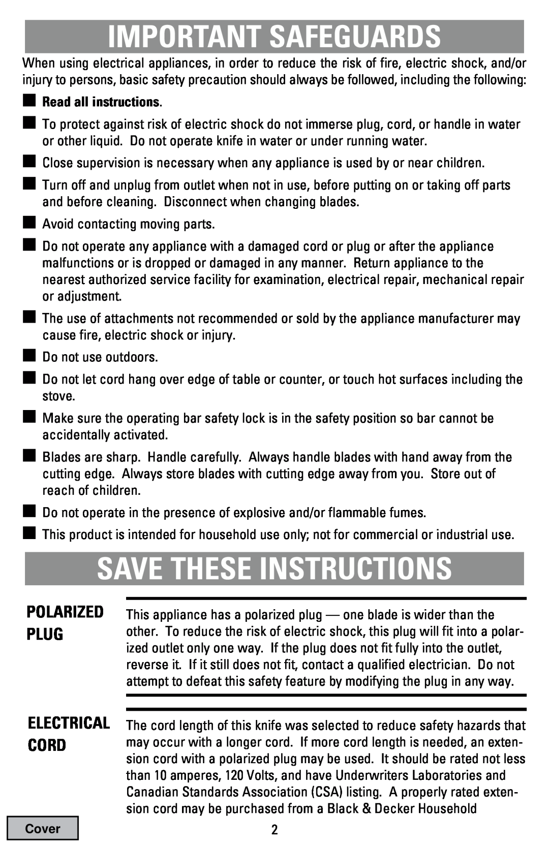 China Household Electrical Appliance EK300 manual Important Safeguards, Save These Instructions, Read all instructions 