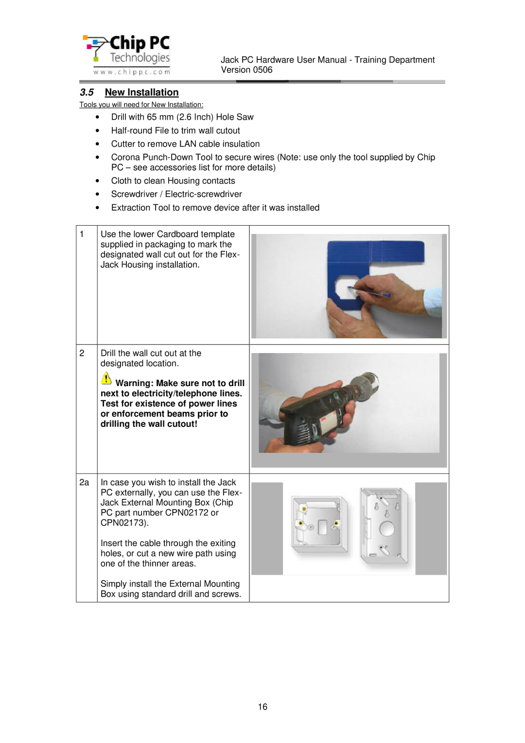 Chip PC CDC01927 manual New Installation 