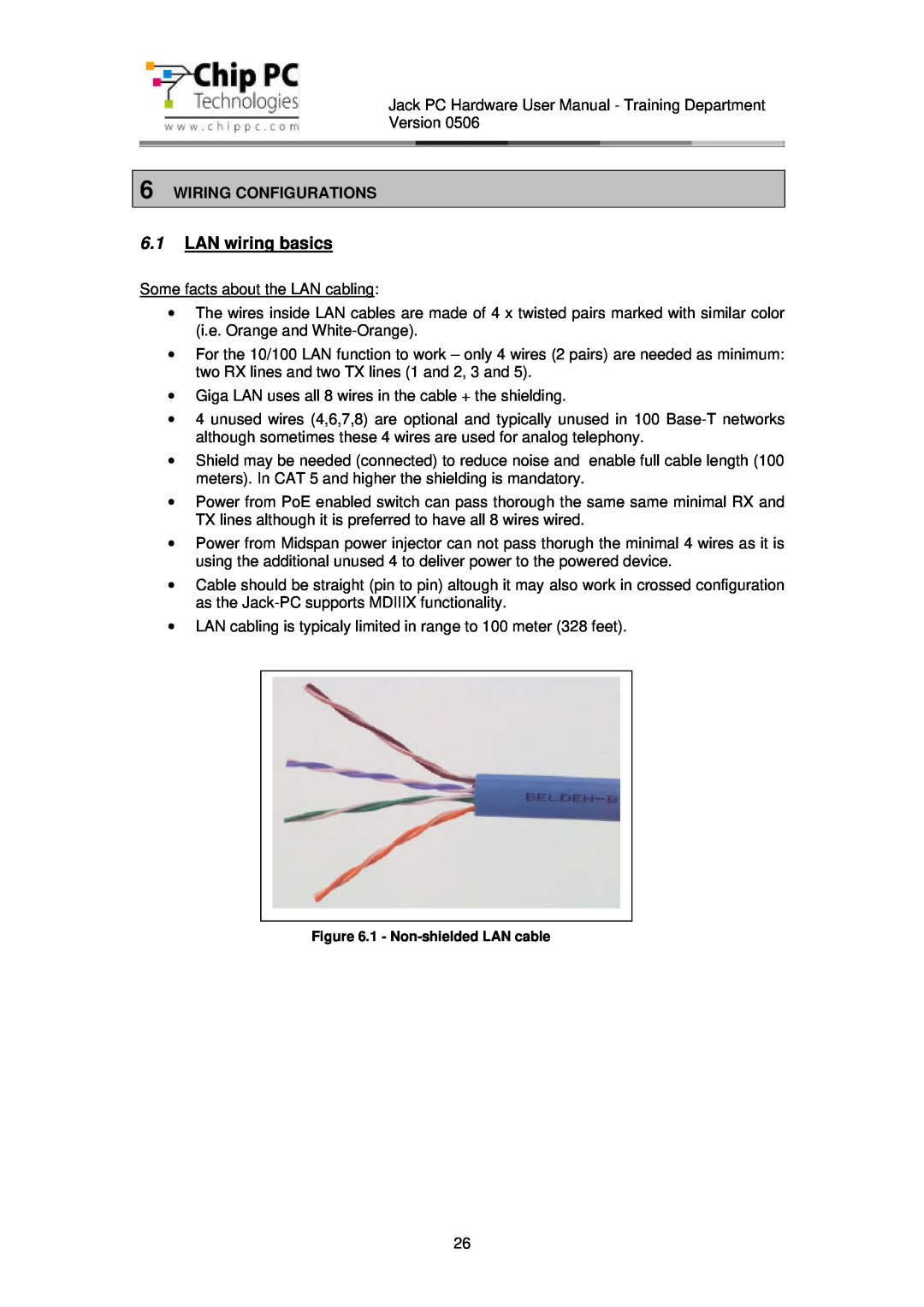 Chip PC CDC01927 manual LAN wiring basics, Wiring Configurations 
