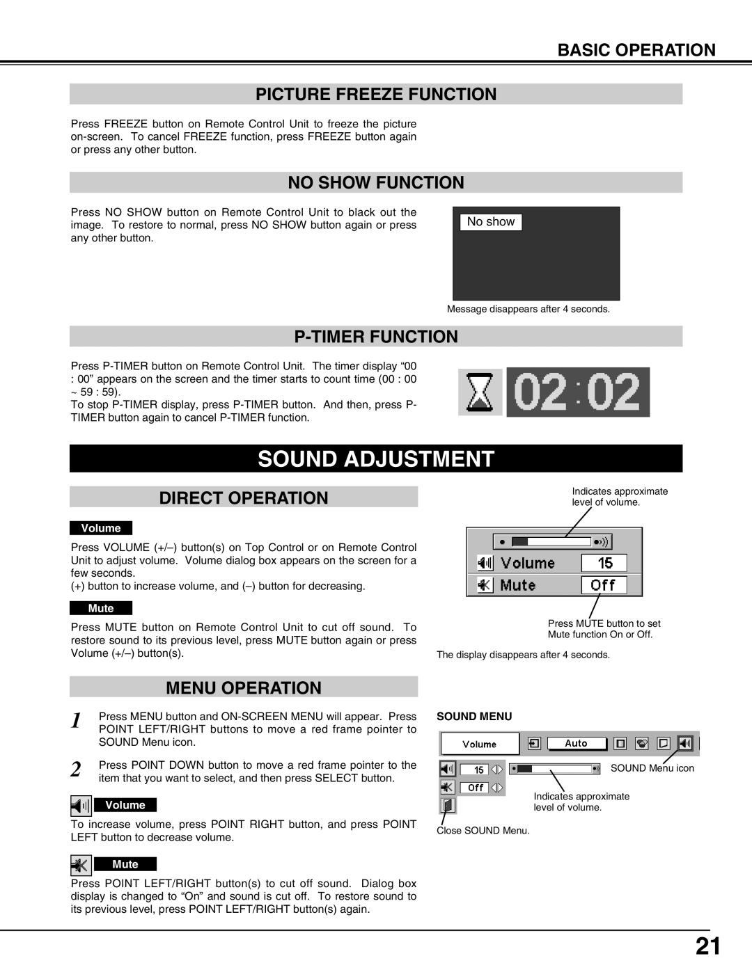 Christie Digital Systems 103-002001 user manual Sound Adjustment 