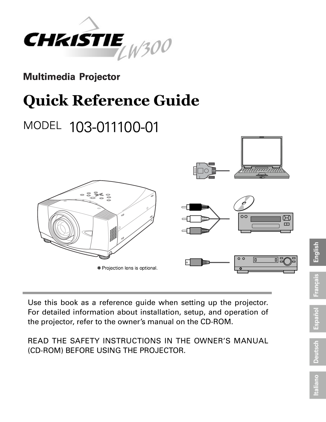 Christie Digital Systems 103-011100-01 owner manual Quick Reference Guide, Model, Multimedia Projector 