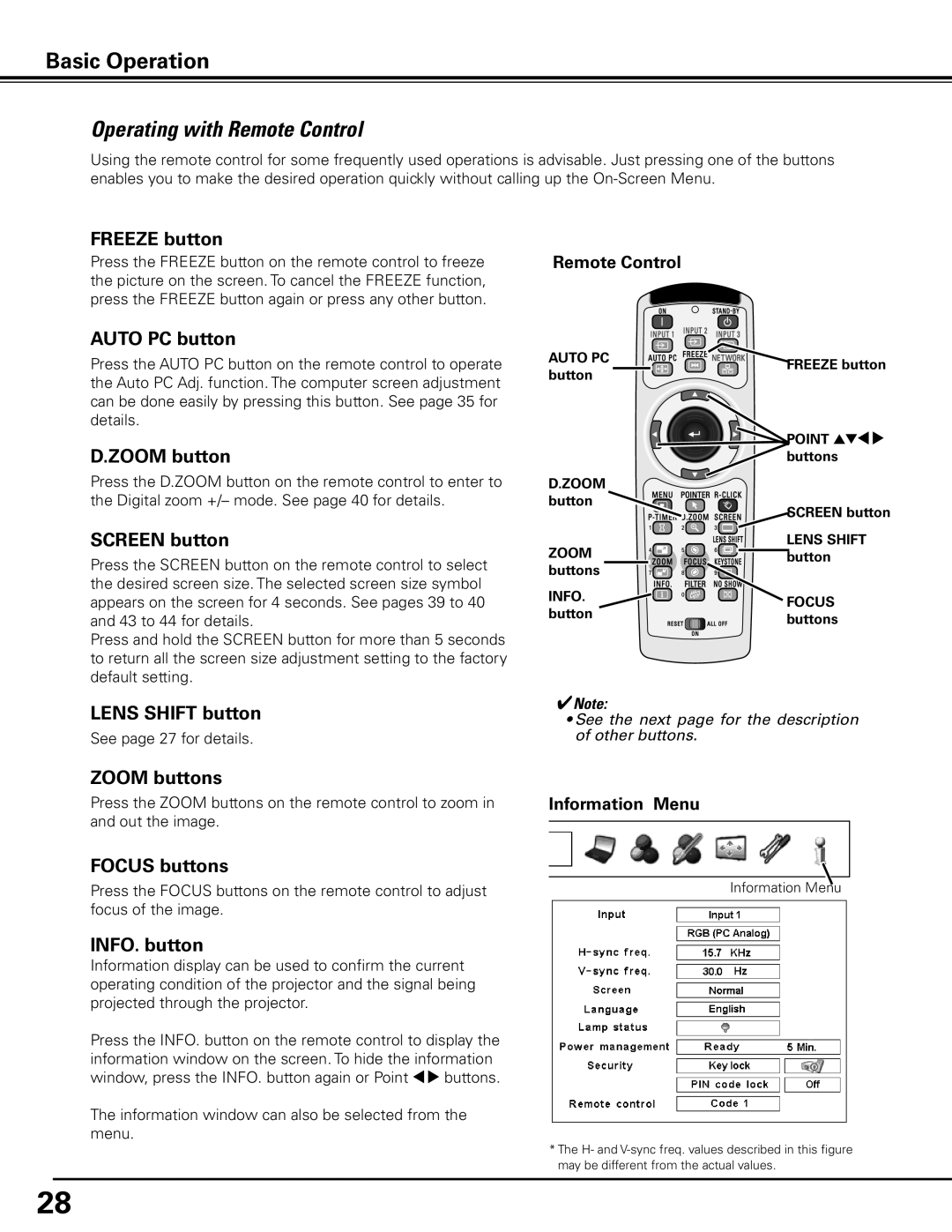 Christie Digital Systems 103-012100-01 user manual Operating with Remote Control 