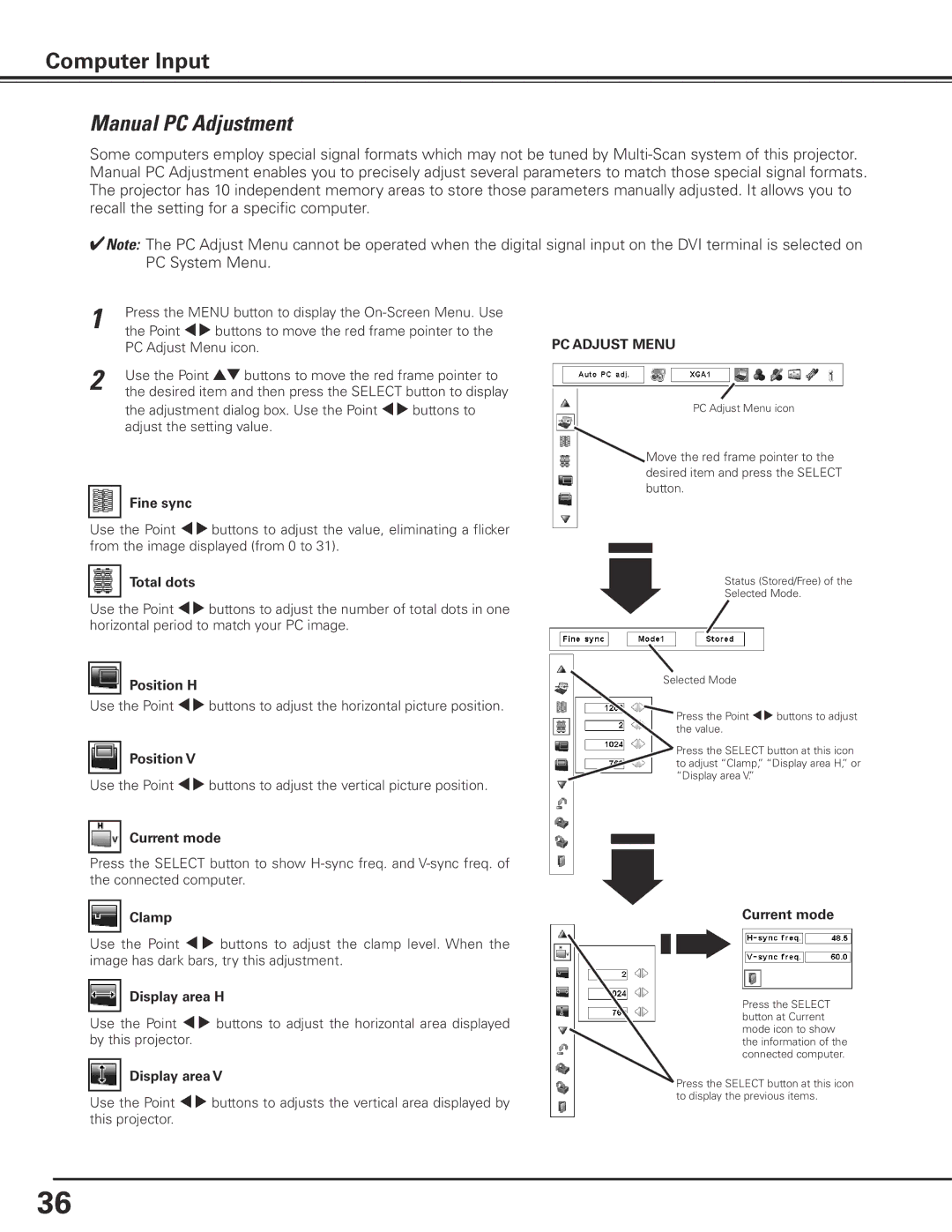 Christie Digital Systems 103-012100-01 user manual Manual PC Adjustment 