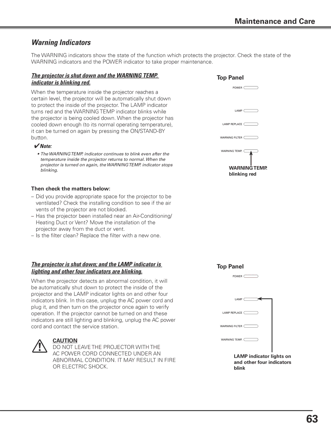 Christie Digital Systems 103-012100-01 user manual Then check the matters below 