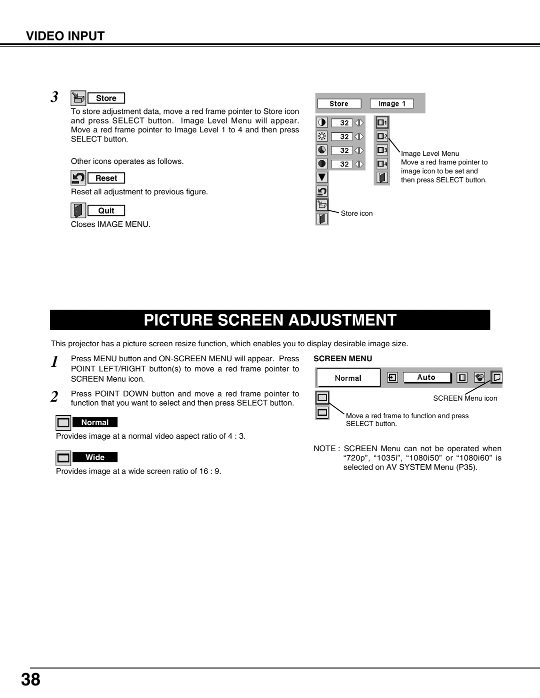 Christie Digital Systems 38-MX2001-01 user manual Provides image at a normal video aspect ratio of 4 