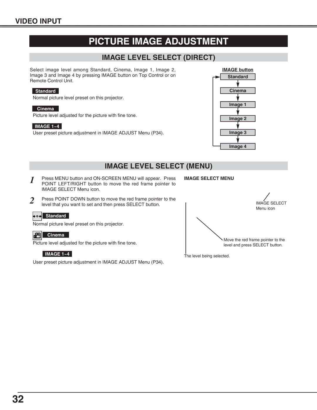 Christie Digital Systems 38-viv003-01 user manual Picture Image Adjustment, Cinema 