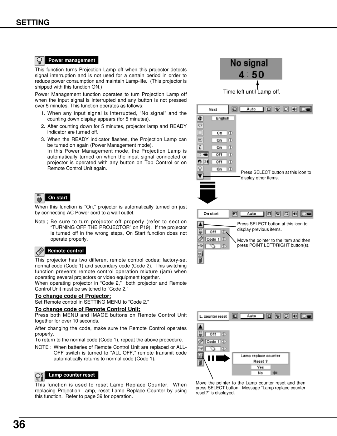 Christie Digital Systems 38-VIV202-01 user manual To change code of Projector, To change code of Remote Control Unit 