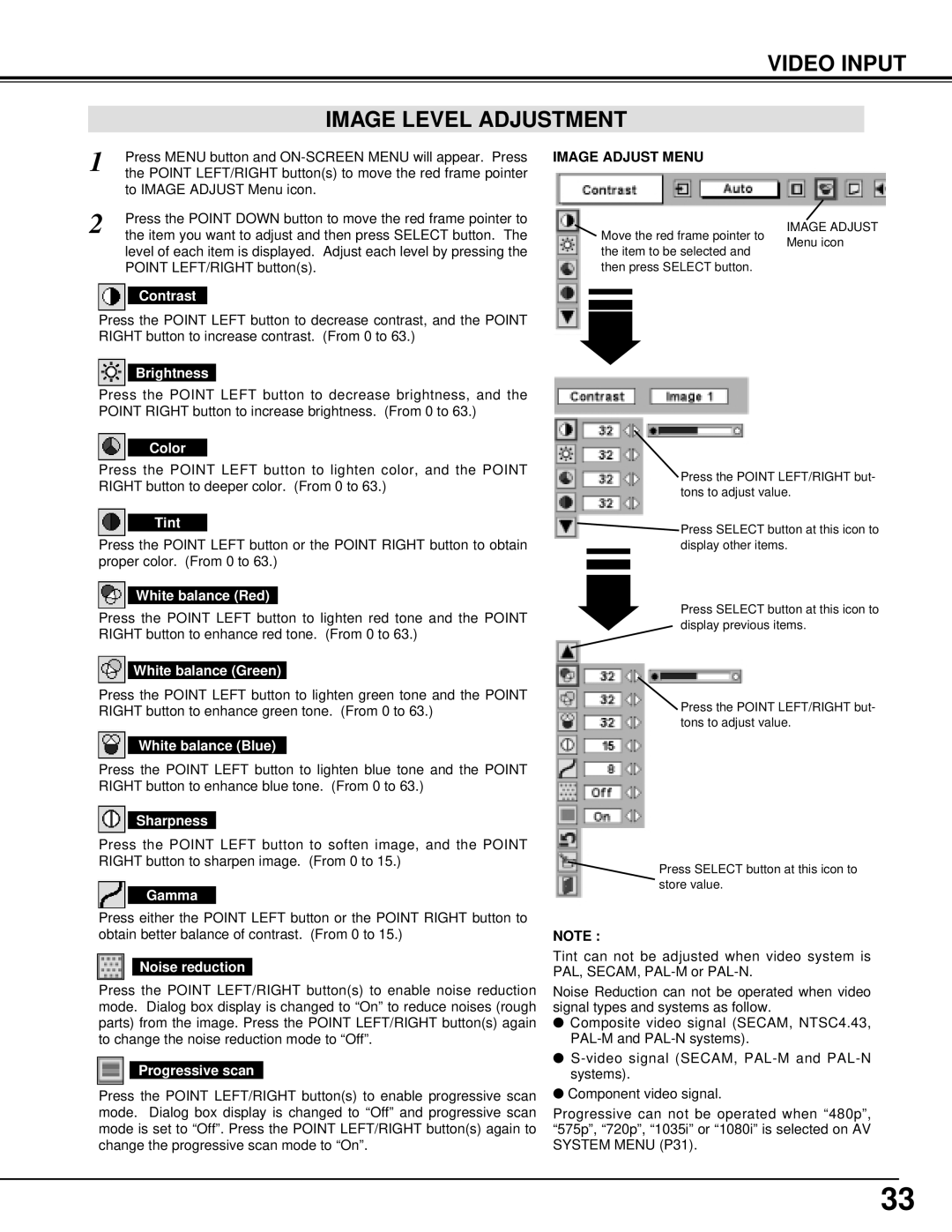 Christie Digital Systems 38-VIV205-01 user manual Video Input Image Level Adjustment 