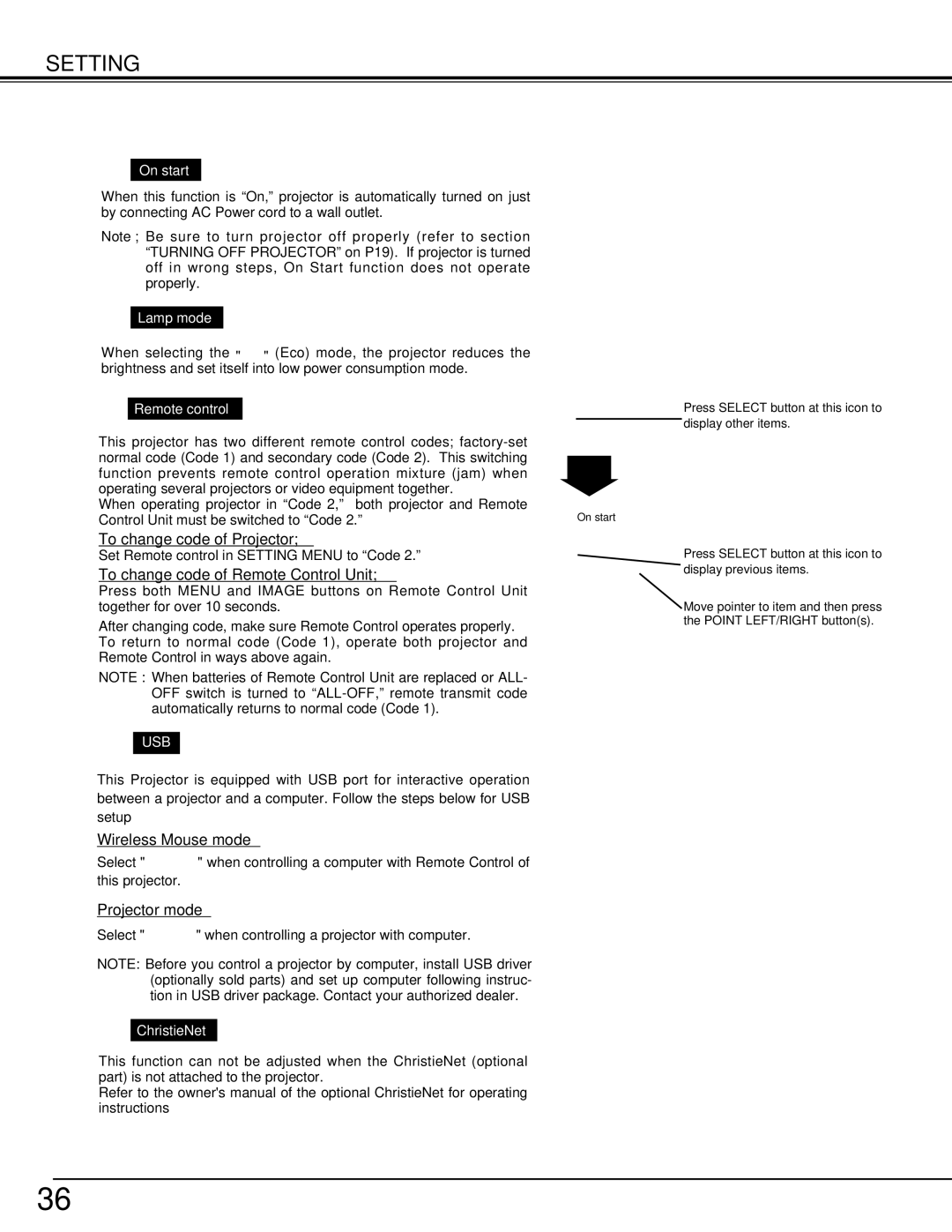 Christie Digital Systems 38-VIV206-01 To change code of Projector, To change code of Remote Control Unit, Projector mode 