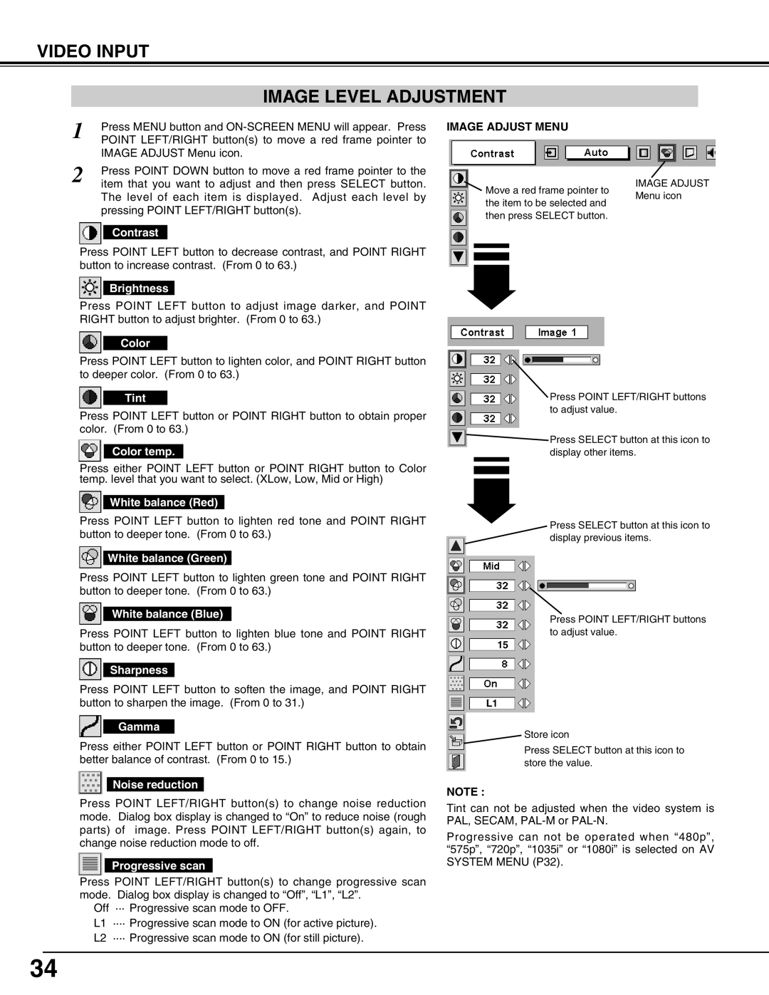 Christie Digital Systems 38-VIV207-01 user manual Video Input Image Level Adjustment 