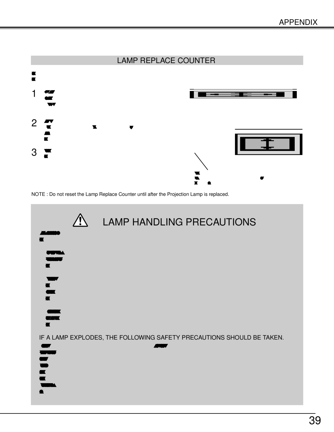 Christie Digital Systems 38-VIV207-01 user manual Lamp Handling Precautions, Appendix Lamp Replace Counter 