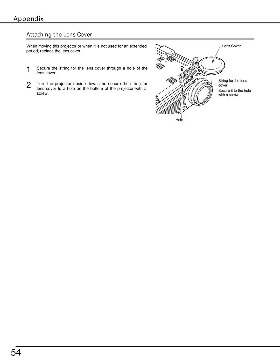 Christie Digital Systems 38-VIV208-01 user manual Attaching the Lens Cover 