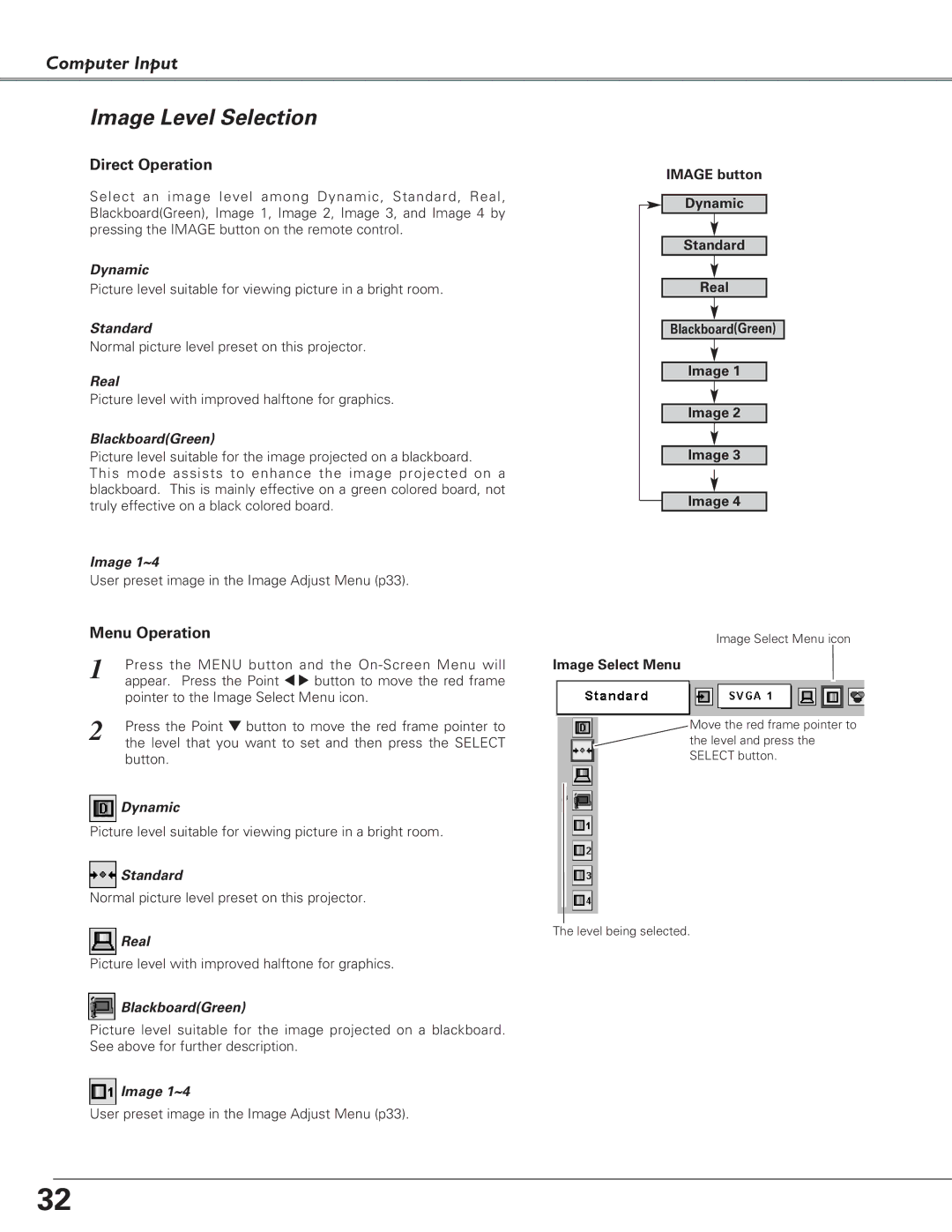 Christie Digital Systems 38-VIV208-03 user manual Image Level Selection 