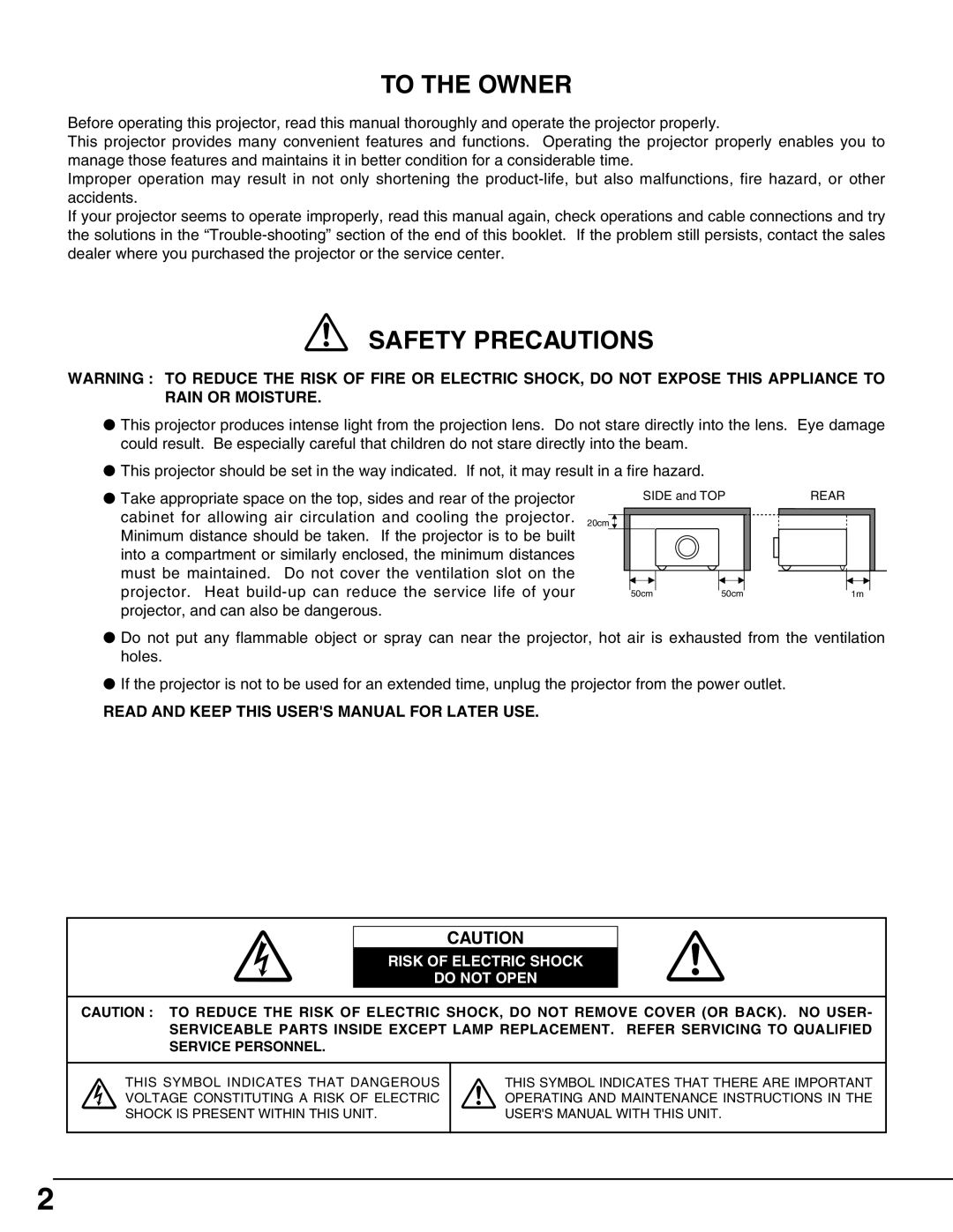 Christie Digital Systems 38-VIV210-01 user manual To the Owner 