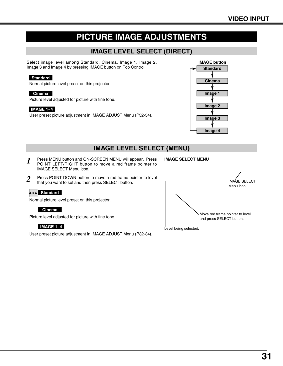 Christie Digital Systems 38-VIV212 user manual Picture Image Adjustments, Cinema 