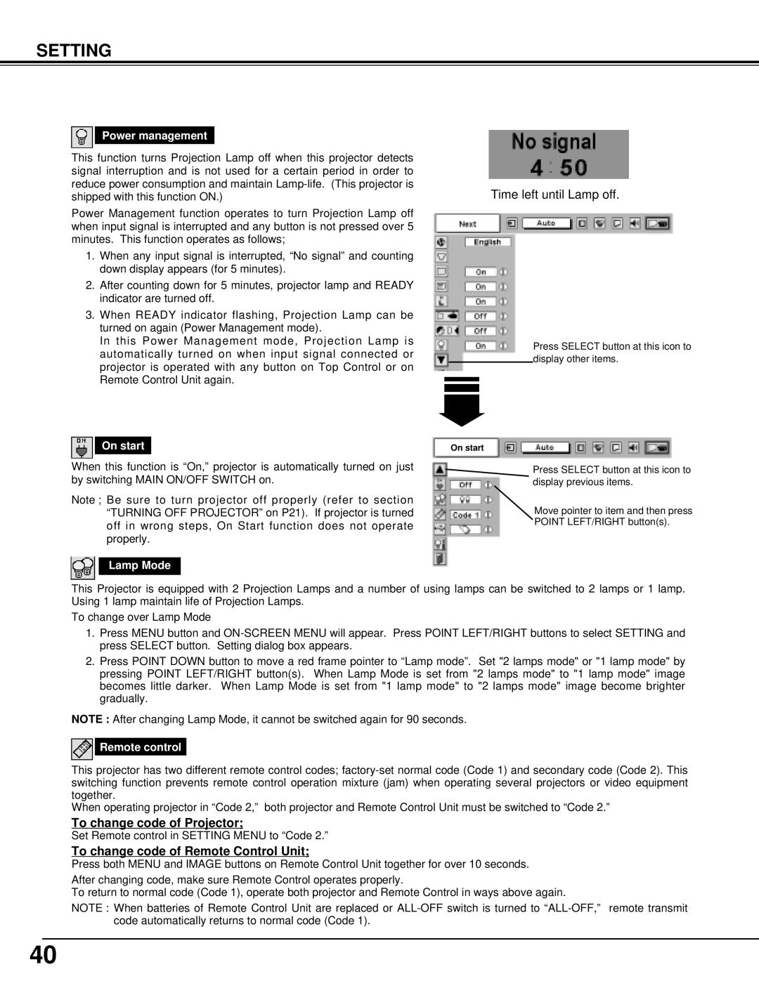 Christie Digital Systems 38-VIV301-01 user manual To change code of Projector, To change code of Remote Control Unit 