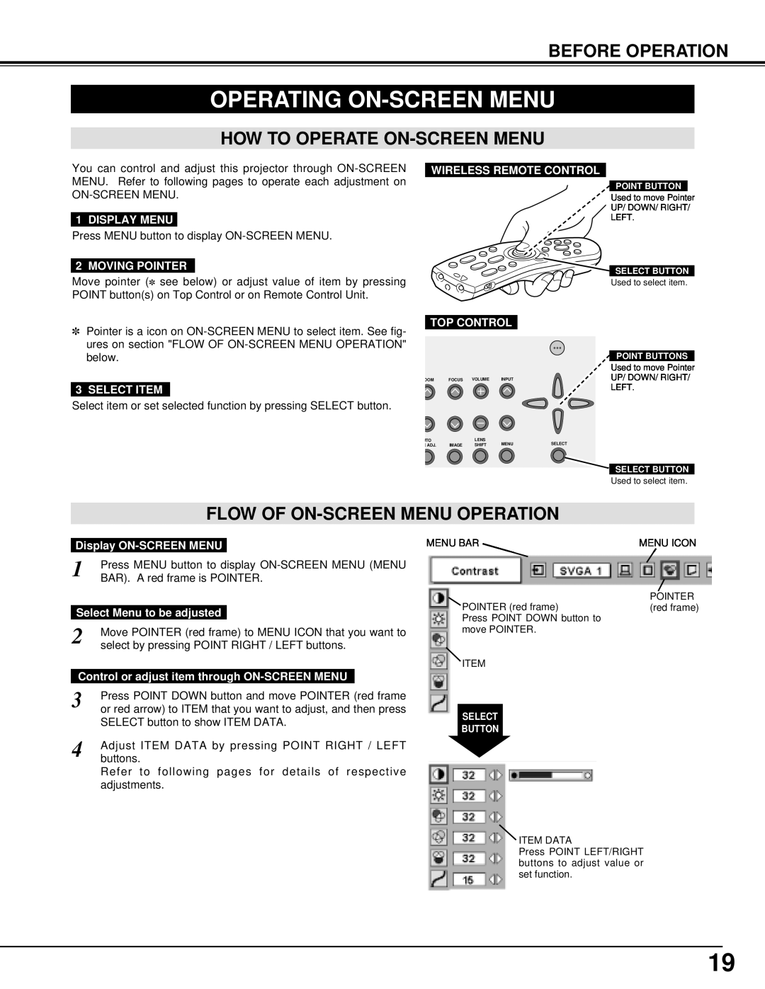 Christie Digital Systems 38-VIV301-01 user manual Operating On-Screen Menu, How To Operate On-Screen Menu, Before Operation 