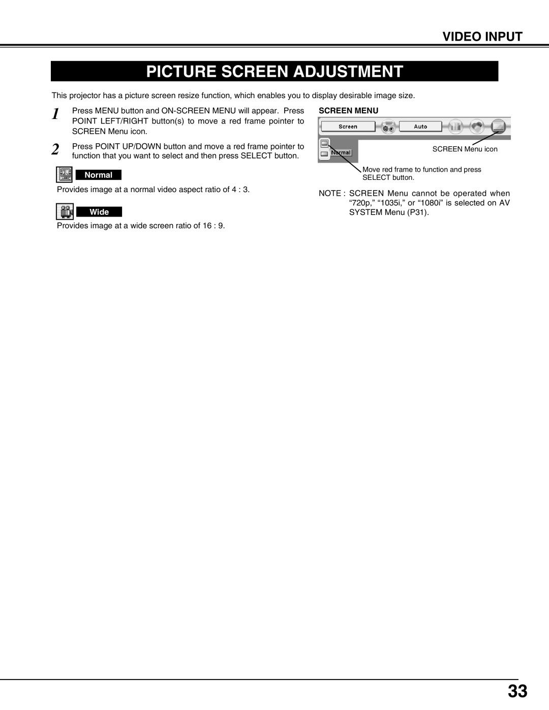 Christie Digital Systems 38-VIV303-01 user manual Provides image at a normal video aspect ratio of 4 