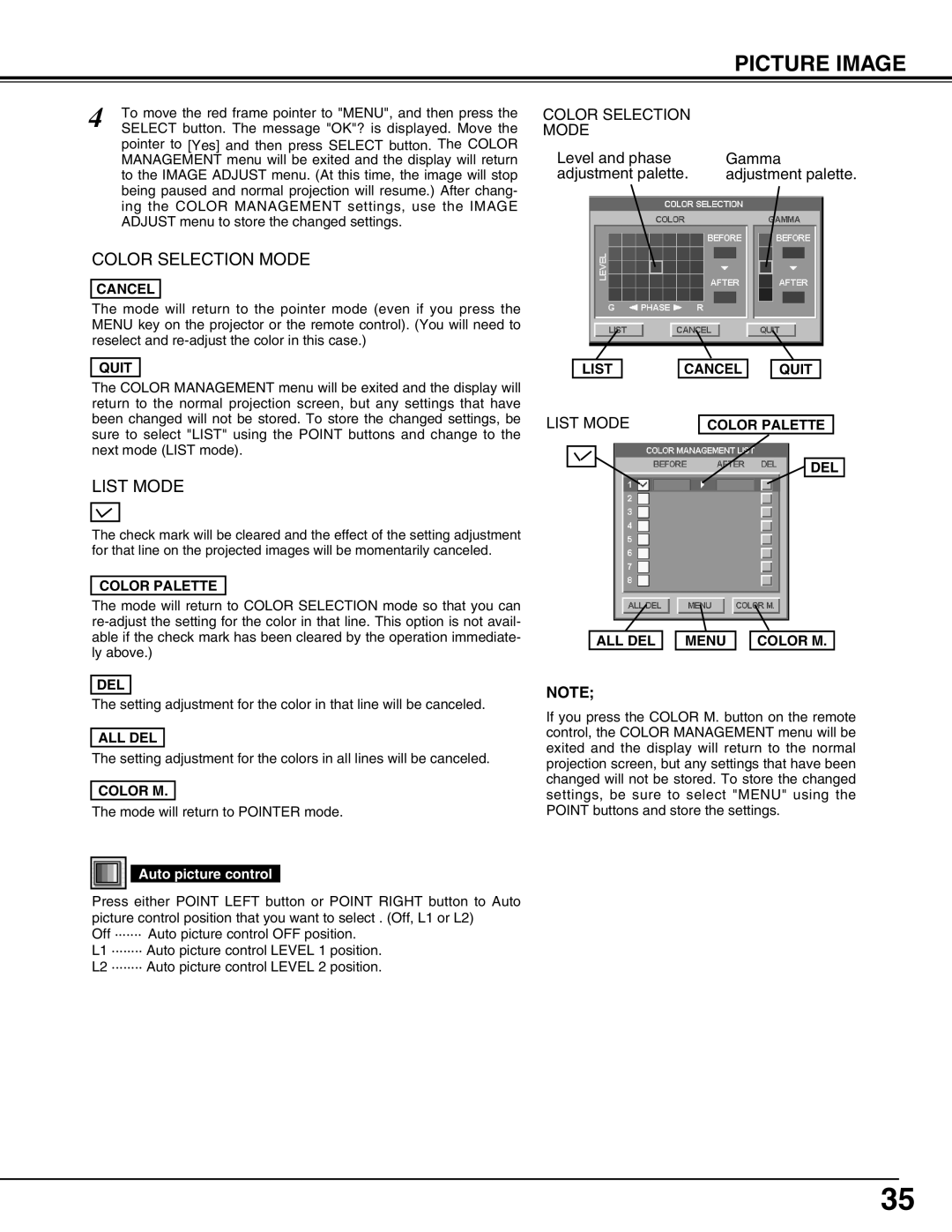 Christie Digital Systems 38-VIV303-01 user manual List Mode 