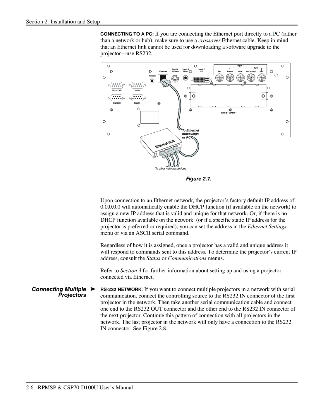 Christie Digital Systems CSP70 user manual Connecting Multiple, Projectors 