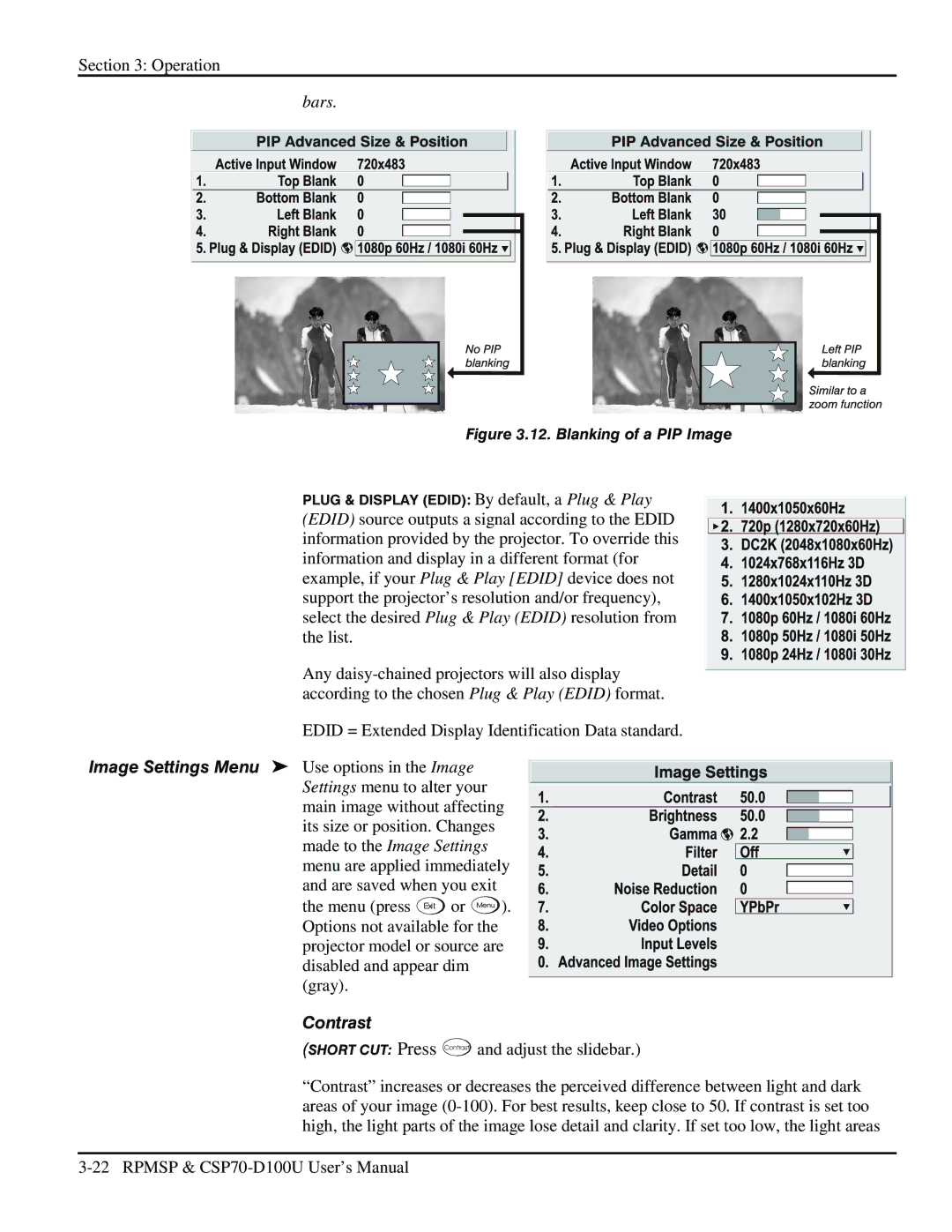 Christie Digital Systems CSP70 user manual Bars, Blanking of a PIP Image 