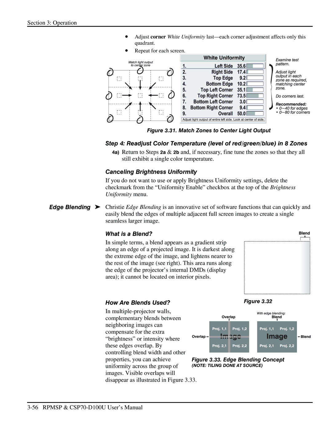 Christie Digital Systems CSP70 user manual Canceling Brightness Uniformity, What is a Blend?, How Are Blends Used? 