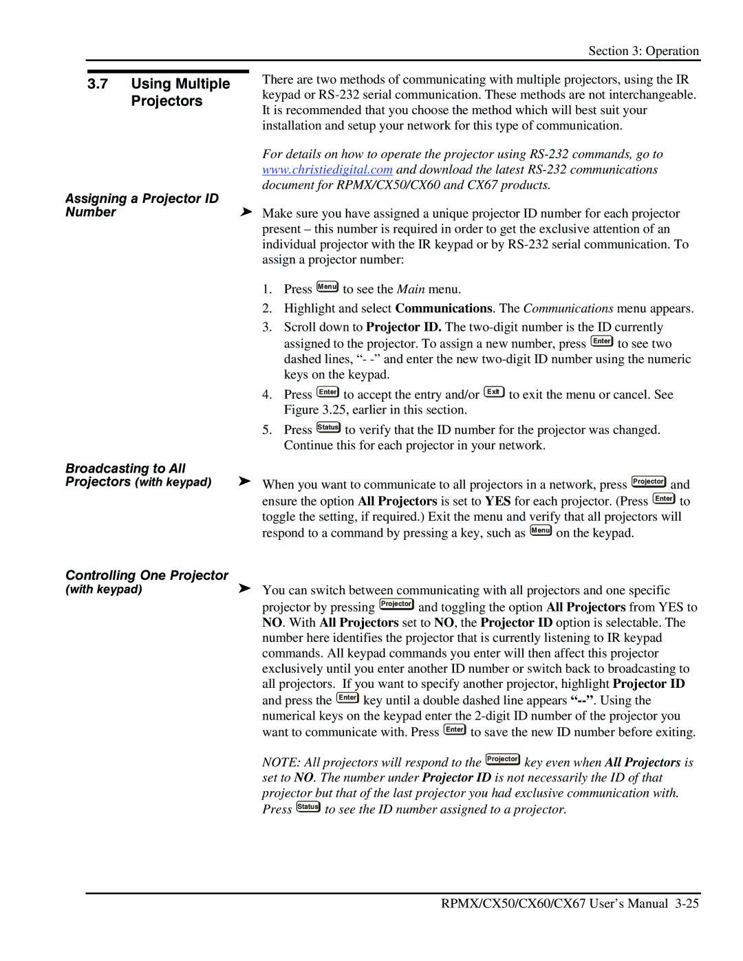 Christie Digital Systems CX60, CX50, CX67 user manual Using Multiple, Projectors 