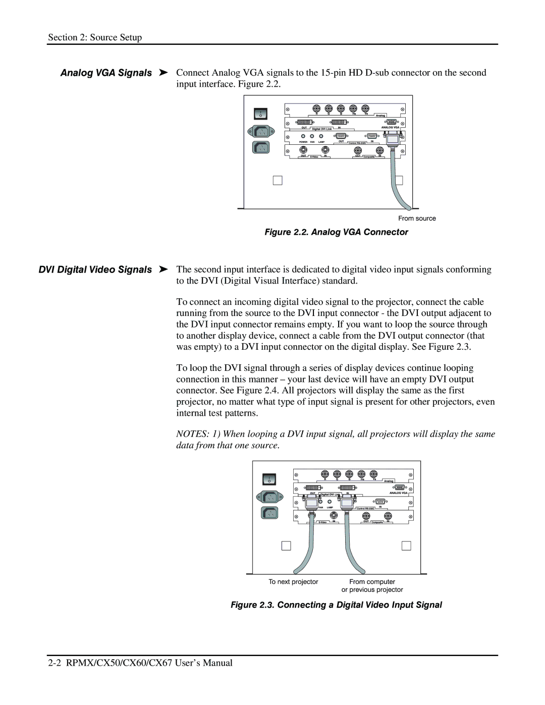 Christie Digital Systems CX67, CX50, CX60 user manual Analog VGA Connector 