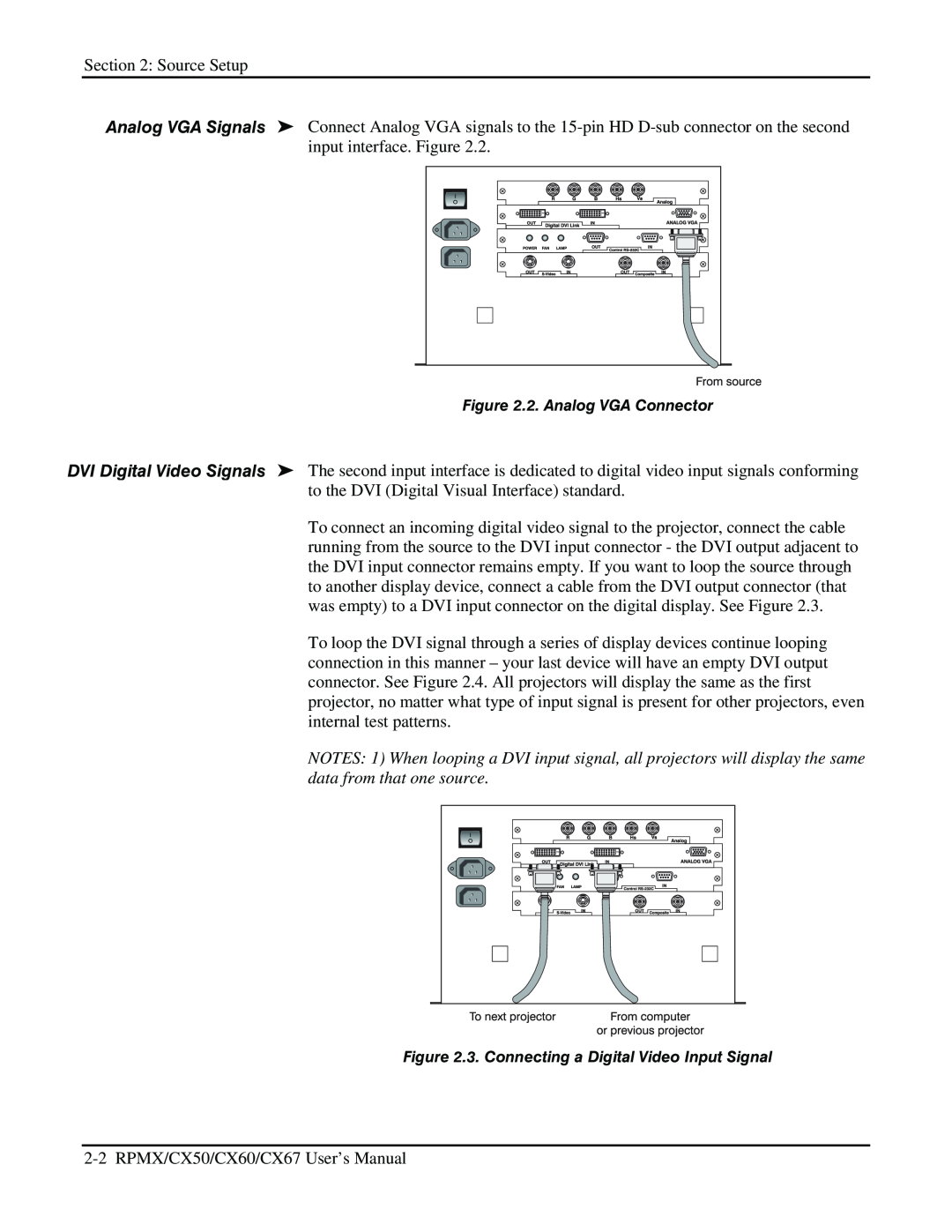 Christie Digital Systems CX67, CX50, CX60 user manual Source Setup 