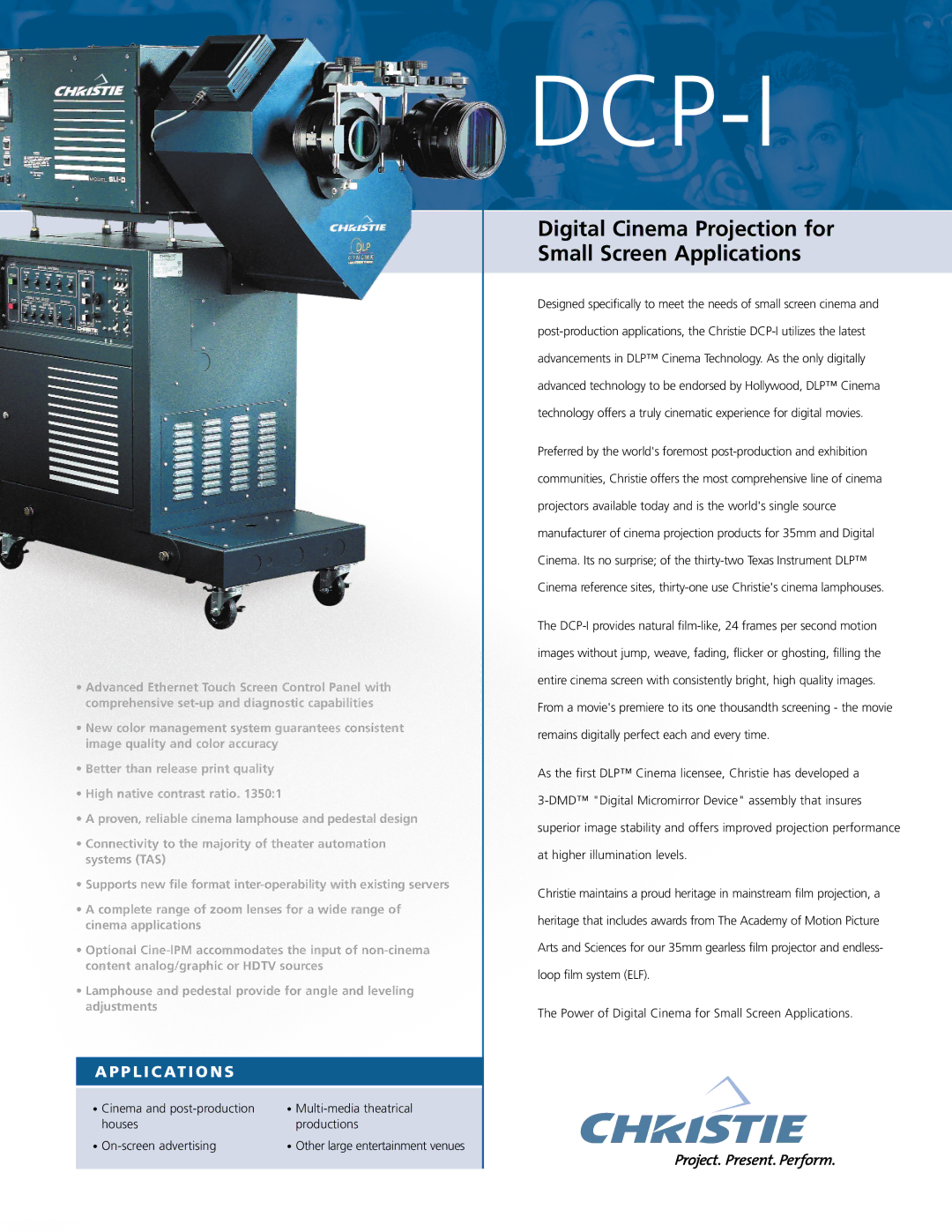 Christie Digital Systems DCP-I manual Dcp-I, P L I C At I O N S 