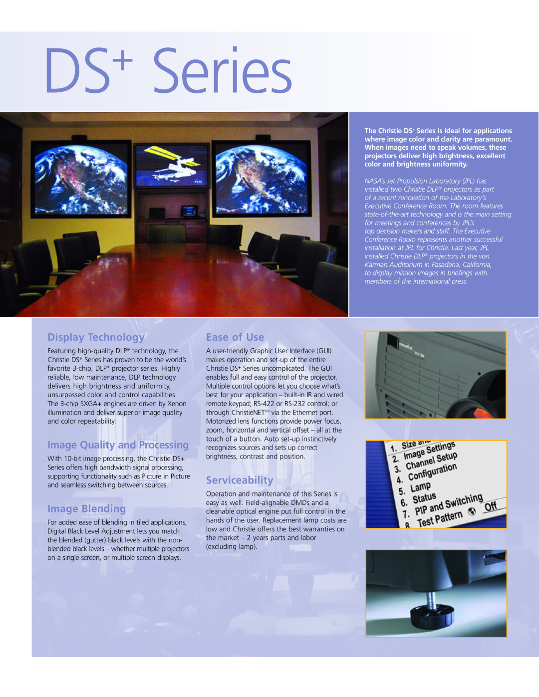 Christie Digital Systems DS+ Series manual Display Technology, Image Quality and Processing, Image Blending, Ease of Use 
