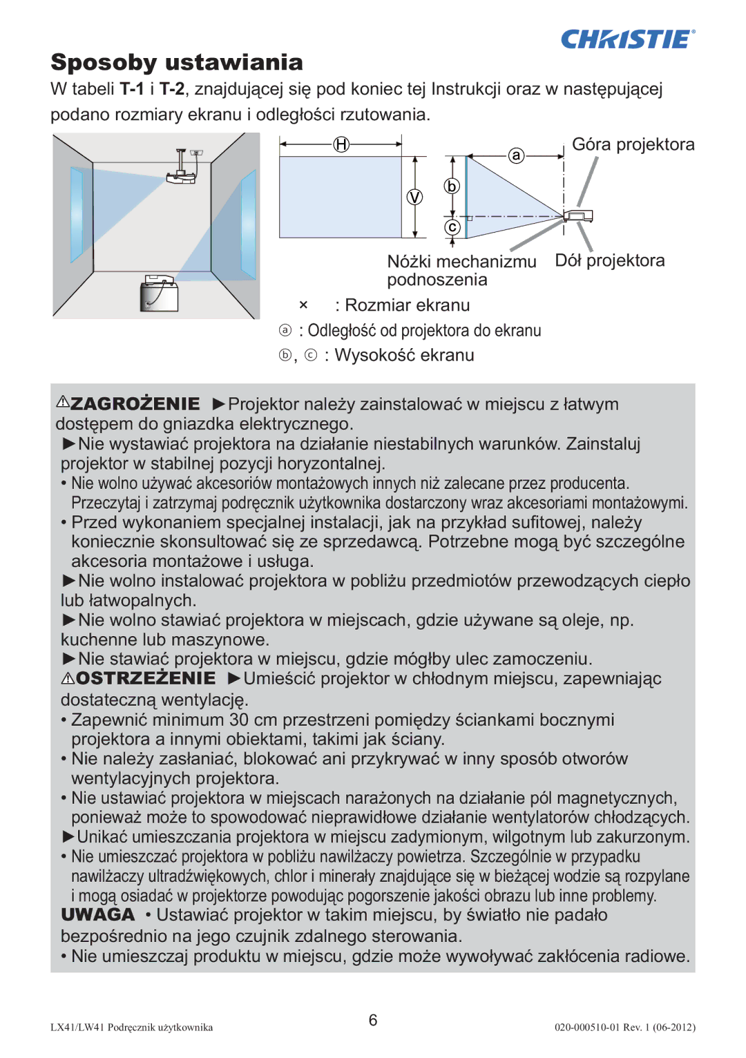 Christie Digital Systems LW41 setup guide Sposoby ustawiania 