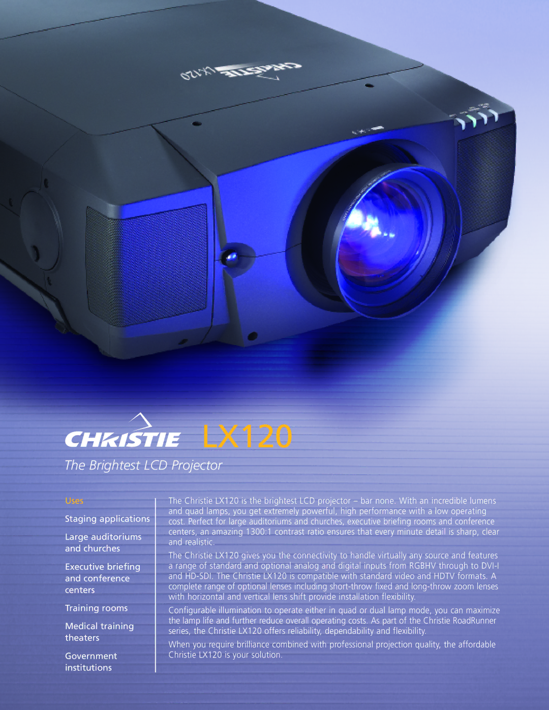 Christie Digital Systems LX120 manual 