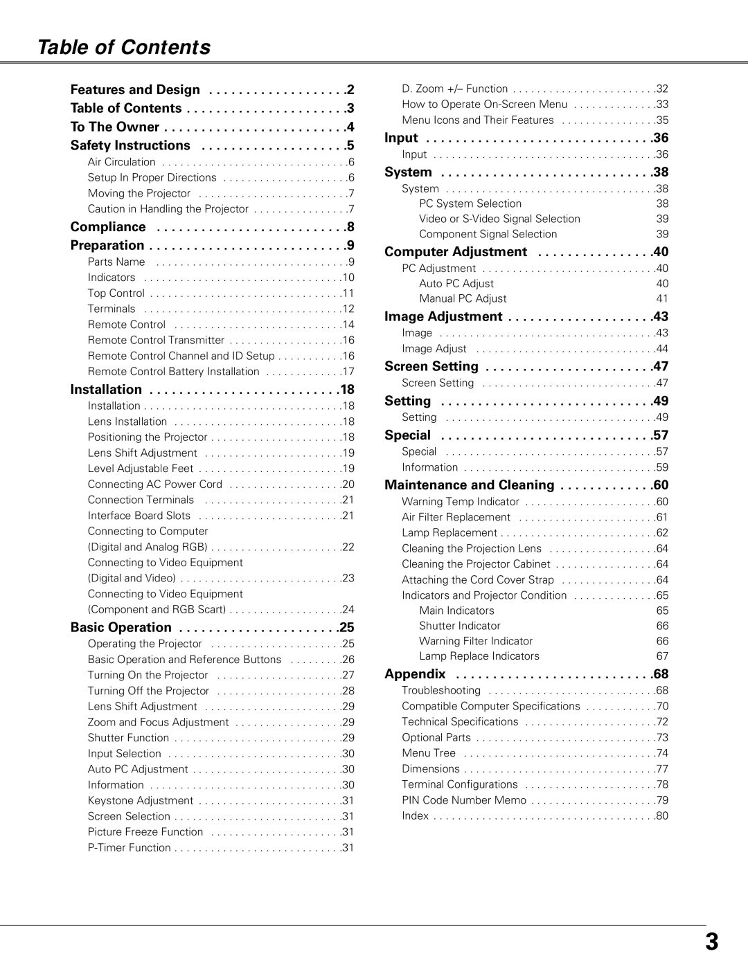 Christie Digital Systems LX66A user manual Table of Contents 