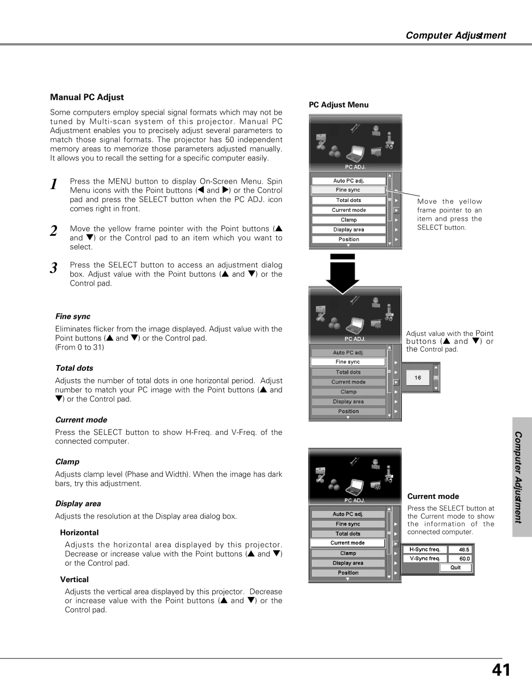 Christie Digital Systems LX66A user manual Manual PC Adjust 