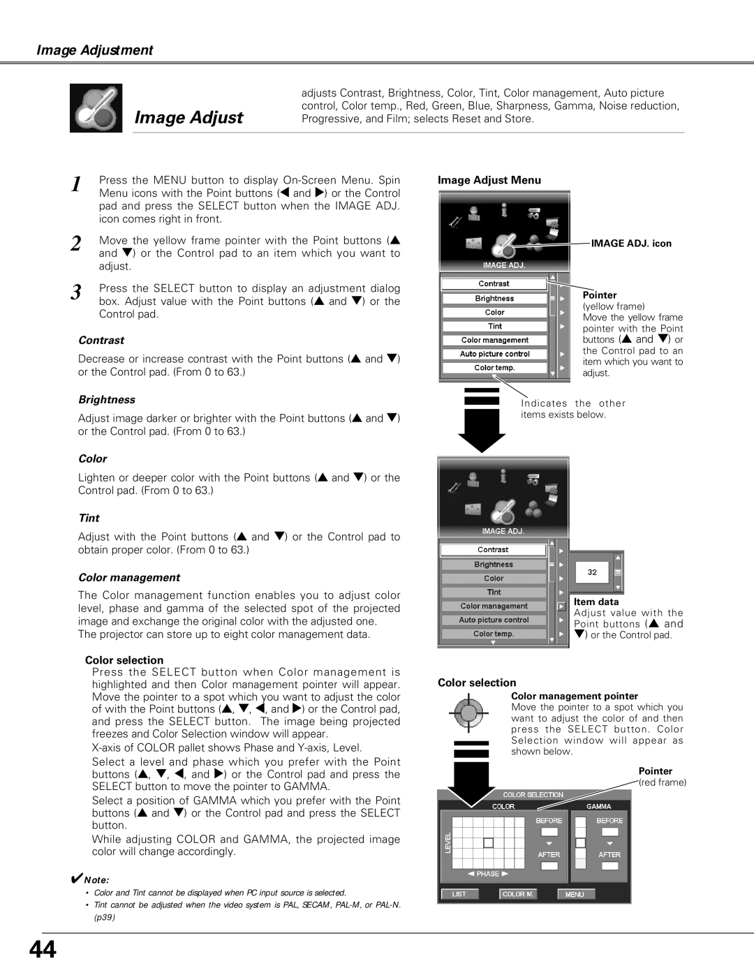 Christie Digital Systems LX66A user manual Image Adjust 