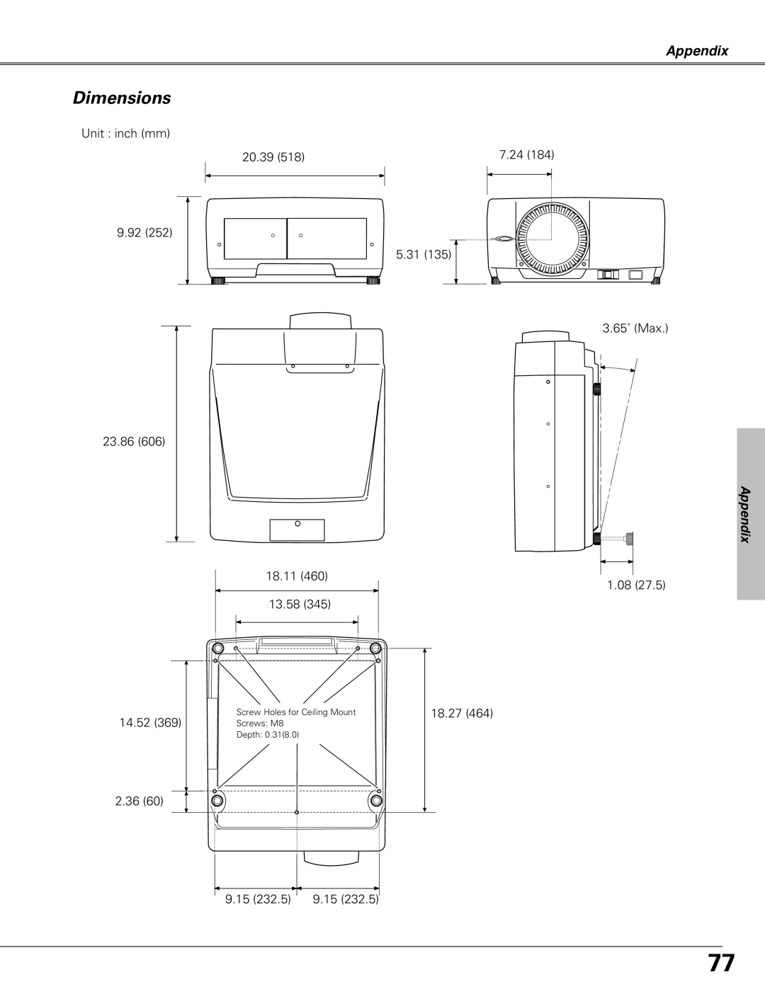 Christie Digital Systems LX66A user manual Dimensions 