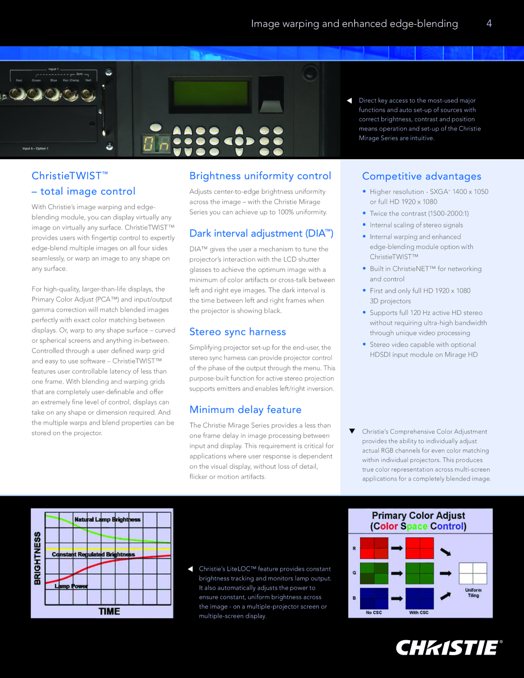 Christie Digital Systems Mirage Series manual Image warping and enhanced edge-blending 