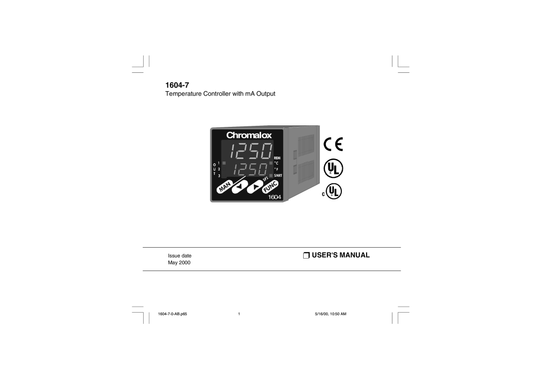 Chromalox 1604-7 user manual Chromalox 