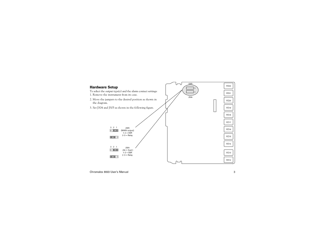 Chromalox 8003 user manual Hardware Setup 