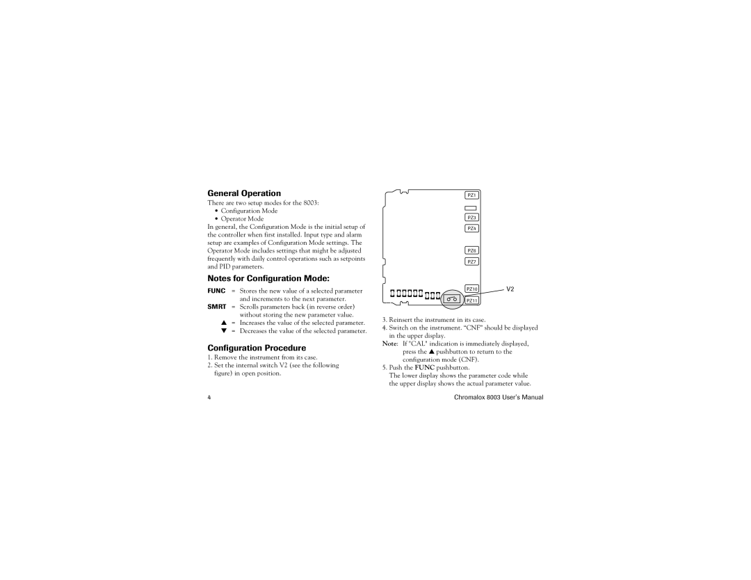 Chromalox 8003 user manual General Operation, Configuration Procedure 