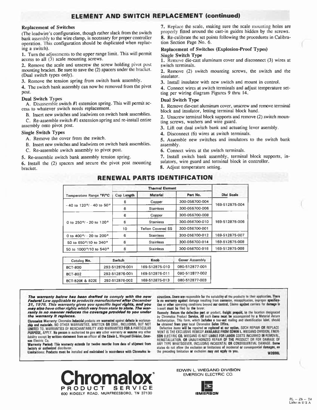 Chromalox BCT-800, BCT-820E manual 