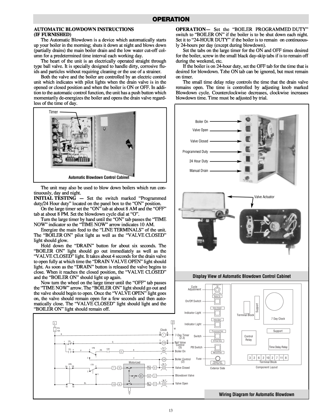 Chromalox CHPES-6A manual Automatic Blowdown Instructions, If Furnished, Operation 