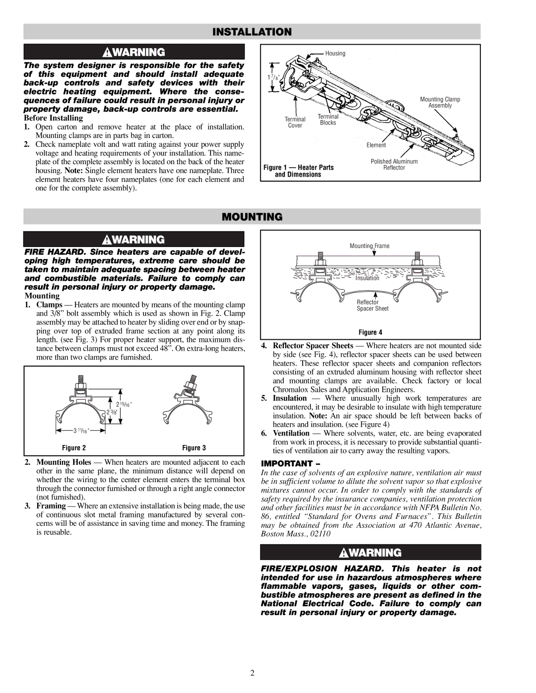 Chromalox DU-RAD-458 6.04 757 specifications Installation, Mounting, Before Installing, Dimensions 