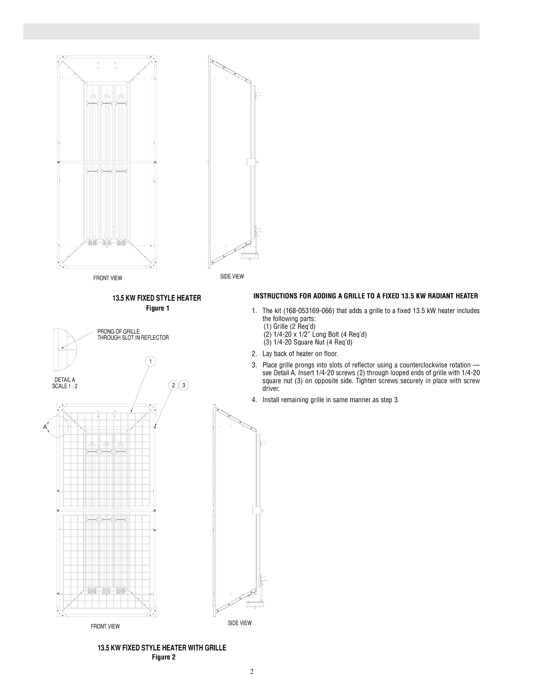 Chromalox GR-6TW, GR-2, GR-4, GR-14TW manual KW Fixed Style Heater with Grille 