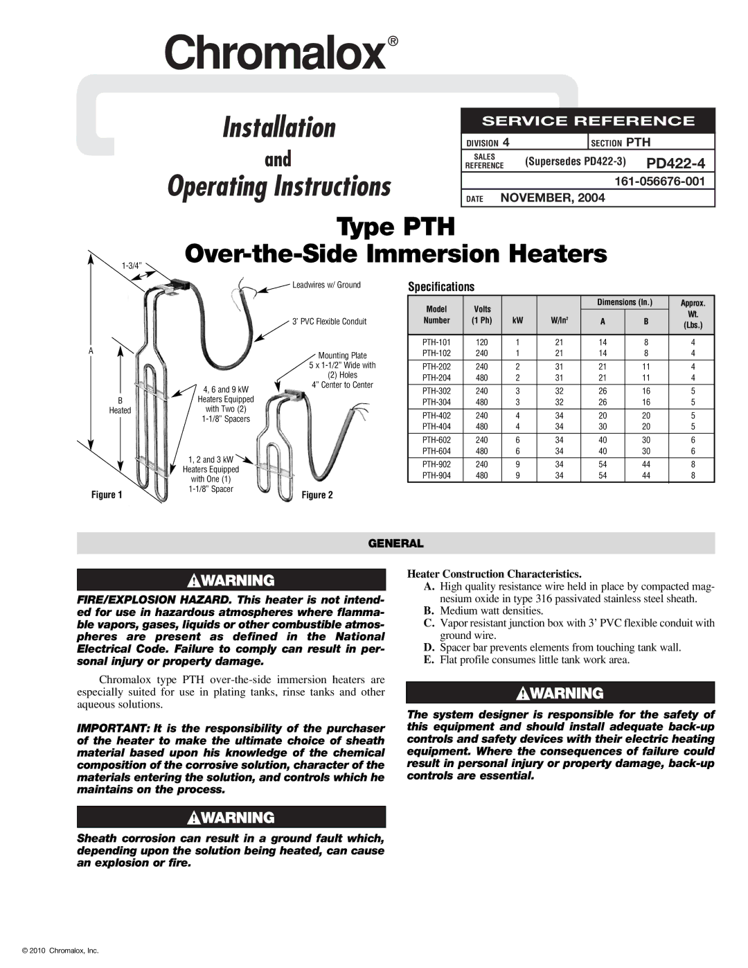 Chromalox PD422-4 operating instructions Chromalox 